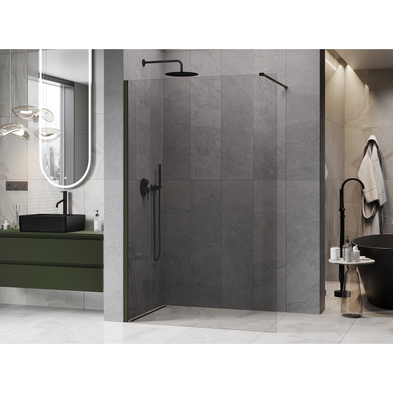 Mexen Kioto ścianka prysznicowa Walk-in 120 x 200 cm, transparent 8 mm, ciemny zielony - 800-120-101-42-00