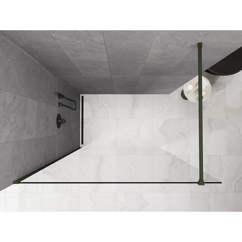 Mexen Kioto ścianka prysznicowa Walk-in 130 x 200 cm, transparent 8 mm, ciemny zielony - 800-130-101-42-00