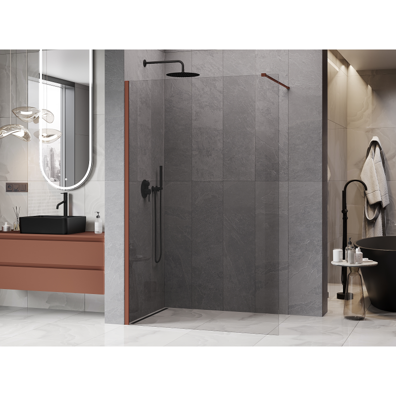 Mexen Kioto ścianka prysznicowa Walk-in 115 x 200 cm, transparent 8 mm, terra - 800-115-101-43-00
