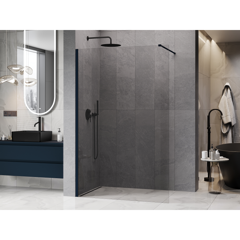 Mexen Kioto ścianka prysznicowa Walk-in 55 x 200 cm, transparent 8 mm, ciemny granat - 800-055-101-44-00