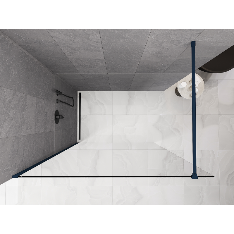 Mexen Kioto ścianka prysznicowa Walk-in 130 x 200 cm, transparent 8 mm, ciemny granat - 800-130-101-44-00