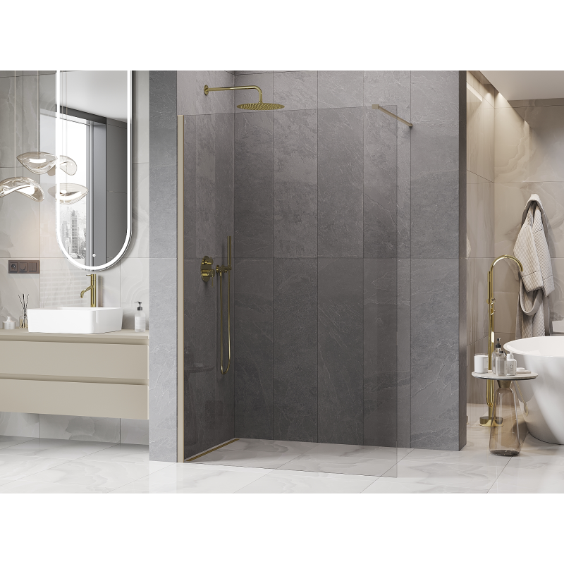 Mexen Kioto ścianka prysznicowa Walk-in 150 x 200 cm, transparent 8 mm, sand - 800-150-101-46-00