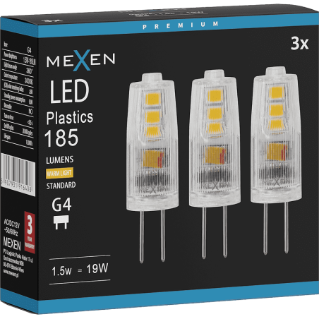 Mexen Oris 3x żarówka LED G4, 1,5W, Ciepła - 3000K, 185 lm - L115-G4-0130-01x03