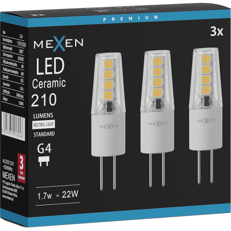 Mexen Oris 3x żarówka LED G4, 1,7W, Neutralna - 4000K, 210 lm - L115-G4-0140-02x03