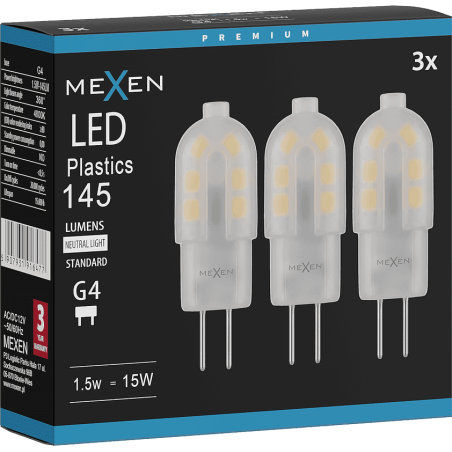 Mexen Oris 3x żarówka LED G4, 1,5W, Neutralna - 4000K, 145 lm - L115-G4-0140-03x03