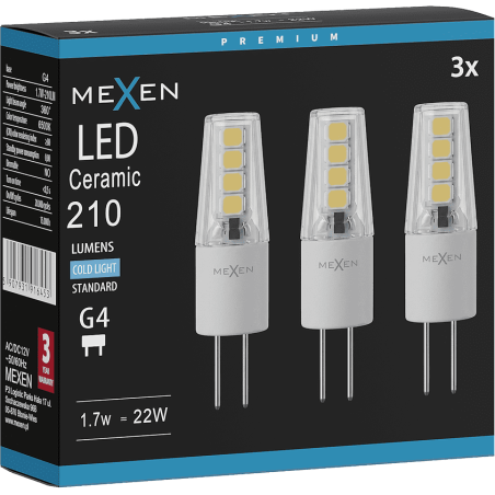Mexen Oris 3x żarówka LED G4, 1,7W, Zimna - 6500K, 210 lm - L115-G4-0165-02x03