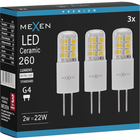 Mexen Oris 3x żarówka LED G4, 2W, Neutralna - 4000K, 260 lm - L115-G4-0240-02x03