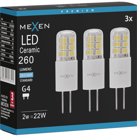 Mexen Oris 3x żarówka LED G4, 2W, Zimna - 6500K, 260 lm - L115-G4-0265-02x03