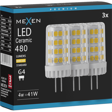 Mexen Oris 3x żarówka LED G4, 4W, Ciepła - 3000K, 480 lm - L115-G4-0430-01x03