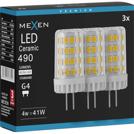 Mexen Oris 3x żarówka LED G4, 4W, Neutralna - 4000K, 490 lm - L115-G4-0440-01x03