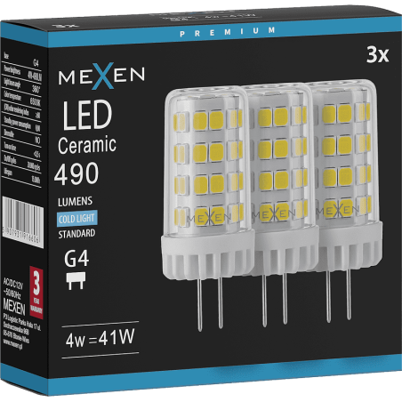 Mexen Oris 3x żarówka LED G4, 4W, Zimna - 6500K, 490 lm - L115-G4-0465-01x03
