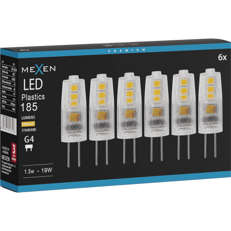 Mexen Oris 6x żarówka LED G4, 1,5W, Ciepła - 3000K, 185 lm - L115-G4-0130-01x06