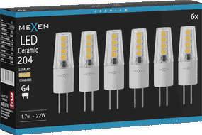 Mexen Oris 6x żarówka LED G4, 1,7W, Ciepła - 3000K, 204 lm - L115-G4-0130-02x06