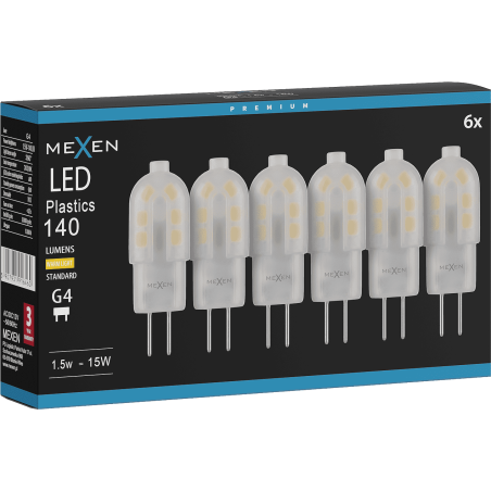 Mexen Oris 6x żarówka LED G4, 1,5W, Ciepła - 3000K, 140 lm - L115-G4-0130-03x06
