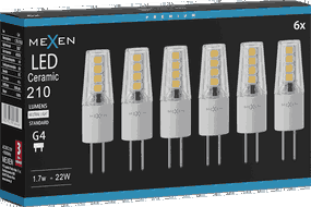 Mexen Oris 6x żarówka LED G4, 1,7W, Neutralna - 4000K, 210 lm - L115-G4-0140-02x06