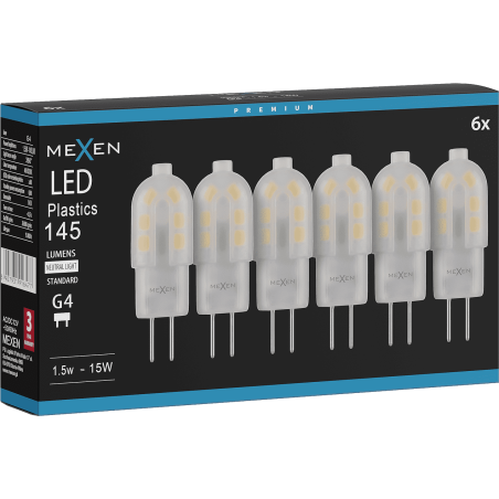 Mexen Oris 6x żarówka LED G4, 1,5W, Neutralna - 4000K, 145 lm - L115-G4-0140-03x06