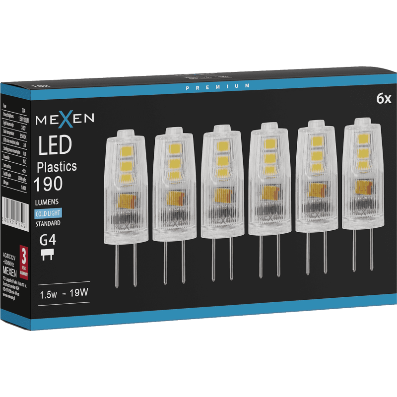 Mexen Oris 6x żarówka LED G4, 1,5W, Zimna - 6500K, 190 lm - L115-G4-0165-01x06