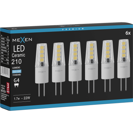 Mexen Oris 6x żarówka LED G4, 1,7W, Zimna - 6500K, 210 lm - L115-G4-0165-02x06