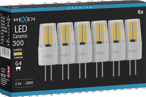 Mexen Oris 6x żarówka LED G4, 2,5W, Ciepła - 3000K, 300 lm - L115-G4-0230-01x06