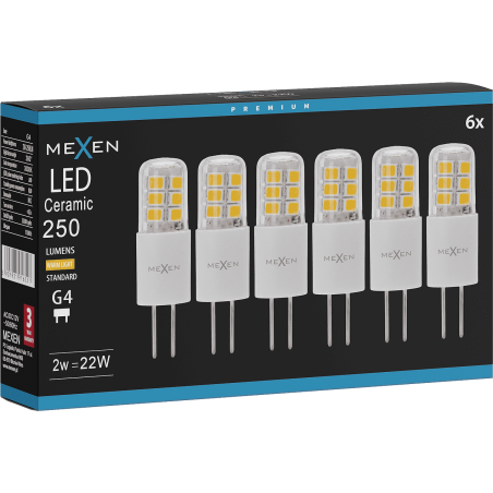 Mexen Oris 6x żarówka LED G4, 2W, Ciepła - 3000K, 250 lm - L115-G4-0230-02x06