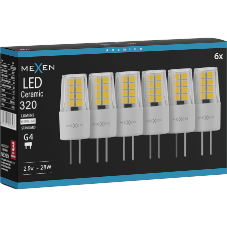 Mexen Oris 6x żarówka LED G4, 2,5W, Neutralna - 4000K, 320 lm - L115-G4-0240-01x06