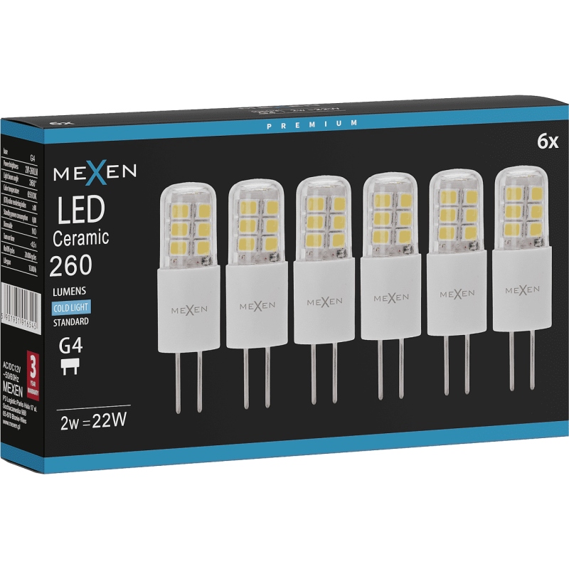 Mexen Oris 6x żarówka LED G4, 2W, Zimna - 6500K, 260 lm - L115-G4-0265-02x06