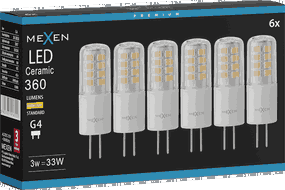 Mexen Oris 6x żarówka LED G4, 3W, Ciepła - 3000K, 360 lm - L115-G4-0330-01x06