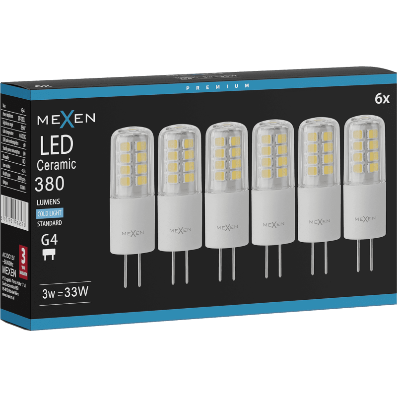 Mexen Oris 6x żarówka LED G4, 3W, Zimna - 6500K, 380 lm - L115-G4-0365-01x06