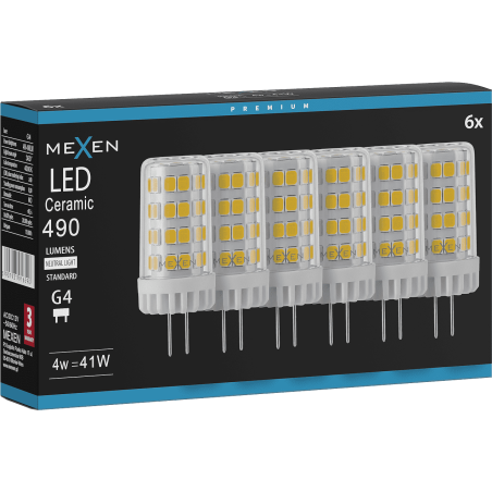 Mexen Oris 6x żarówka LED G4, 4W, Neutralna - 4000K, 490 lm - L115-G4-0440-01x06