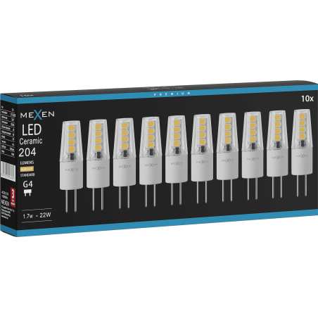 Mexen Oris 10x żarówka LED G4, 1,7W, Ciepła - 3000K, 204 lm - L115-G4-0130-02x10
