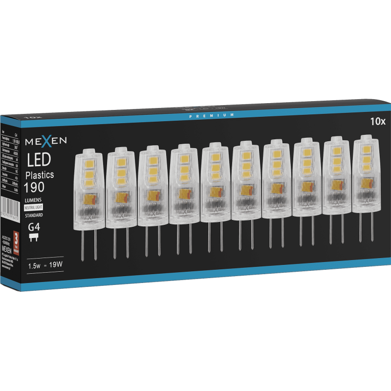 Mexen Oris 10x żarówka LED G4, 1,5W, Neutralna - 4000K, 190 lm - L115-G4-0140-01x10