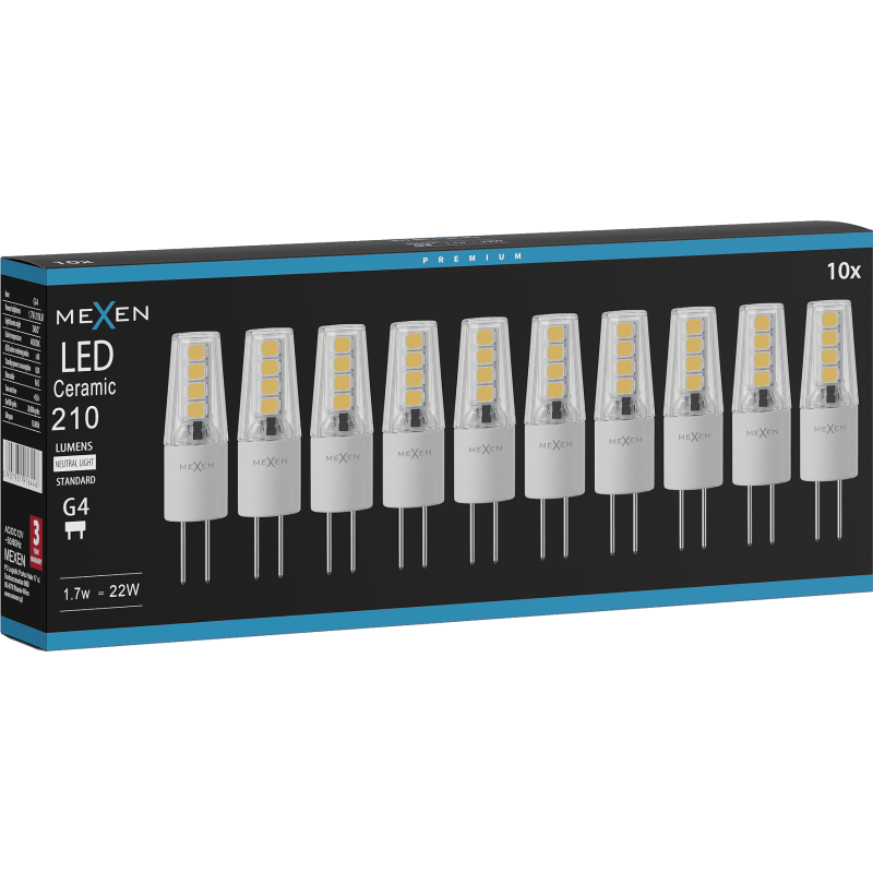 Mexen Oris 10x żarówka LED G4, 1,7W, Neutralna - 4000K, 210 lm - L115-G4-0140-02x10