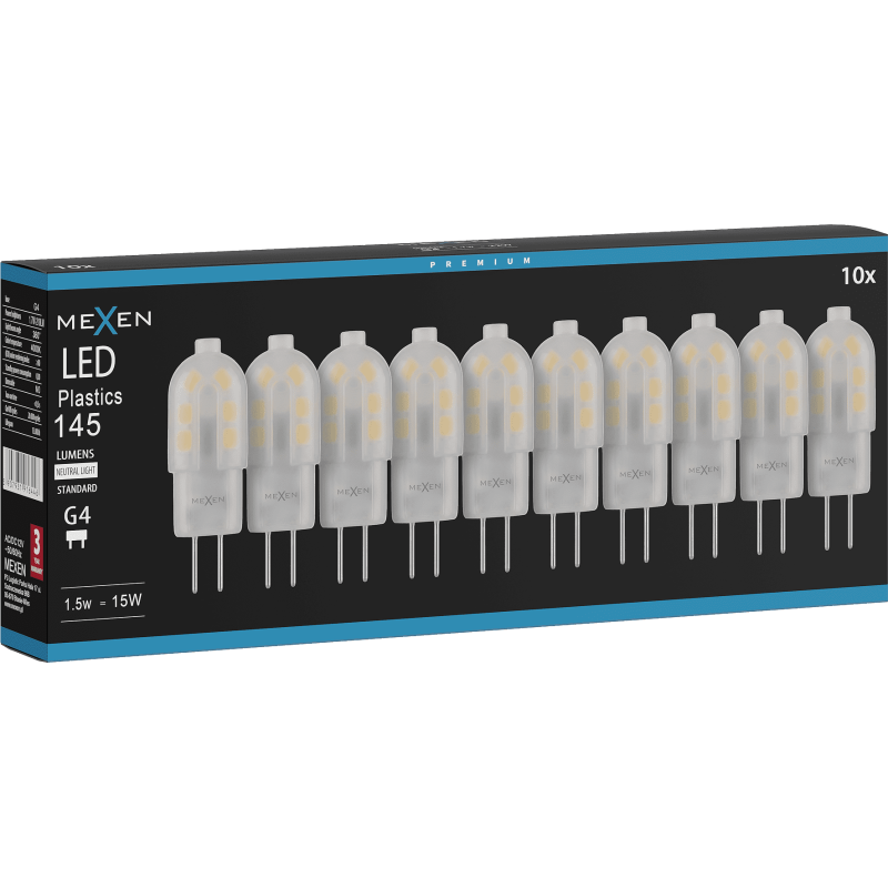 Mexen Oris 10x żarówka LED G4, 1,5W, Neutralna - 4000K, 145 lm - L115-G4-0140-03x10