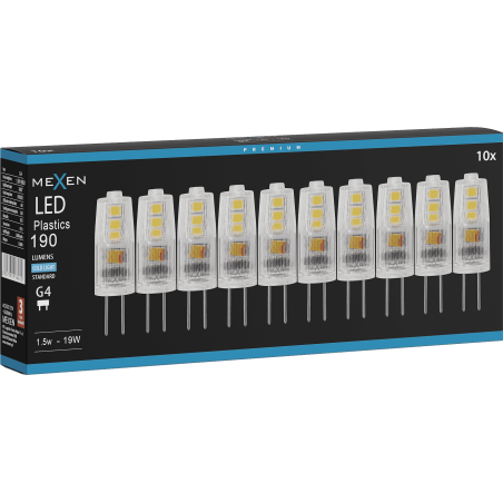 Mexen Oris 10x żarówka LED G4, 1,5W, Zimna - 6500K, 190 lm - L115-G4-0165-01x10