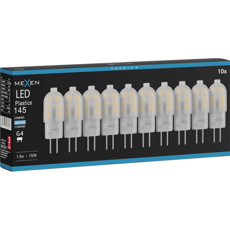 Mexen Oris 10x żarówka LED G4, 1,5W, Zimna - 6500K, 145 lm - L115-G4-0165-03x10