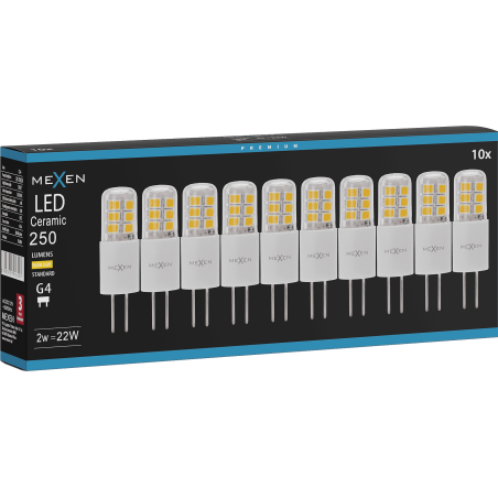 Mexen Oris 10x żarówka LED G4, 2W, Ciepła - 3000K, 250 lm - L115-G4-0230-02x10