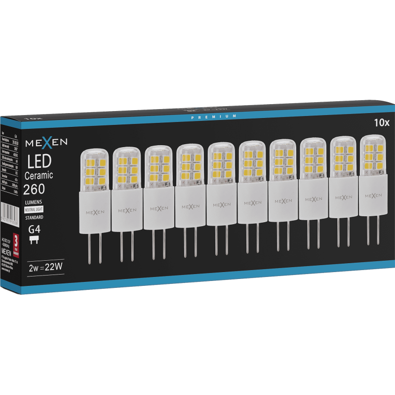 Mexen Oris 10x żarówka LED G4, 2W, Neutralna - 4000K, 260 lm - L115-G4-0240-02x10