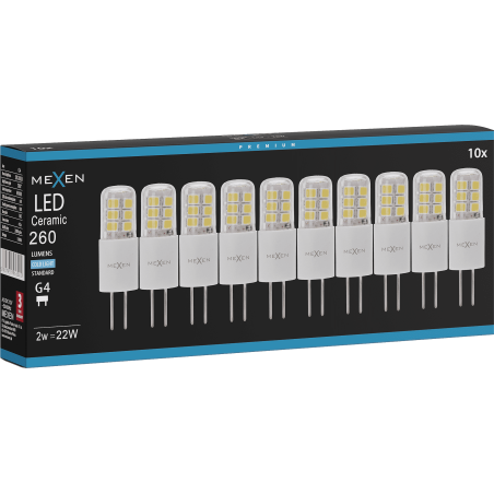 Mexen Oris 10x żarówka LED G4, 2W, Zimna - 6500K, 260 lm - L115-G4-0265-02x10