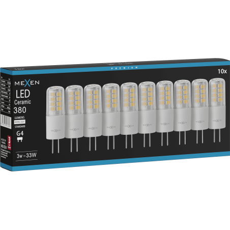 Mexen Oris 10x żarówka LED G4, 3W, Neutralna - 4000K, 380 lm - L115-G4-0340-01x10