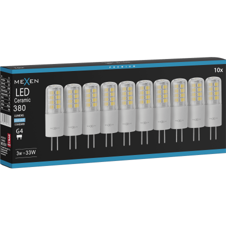 Mexen Oris 10x żarówka LED G4, 3W, Zimna - 6500K, 380 lm - L115-G4-0365-01x10