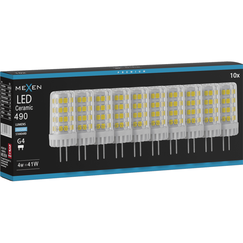Mexen Oris 10x żarówka LED G4, 4W, Zimna - 6500K, 490 lm - L115-G4-0465-01x10