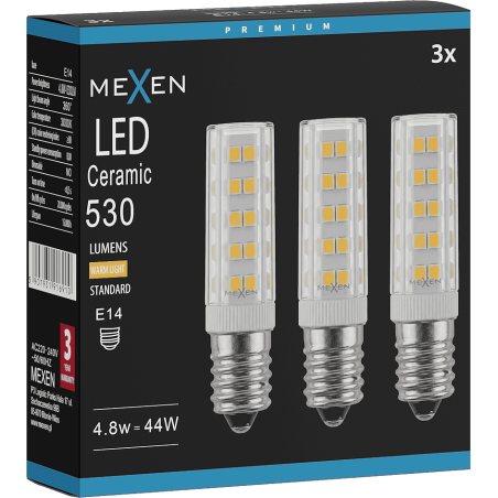 Mexen Aura 3x żarówka LED E14, 4,8W, Ciepła - 3000K, 530 lm - L121-E14-0530-01x03