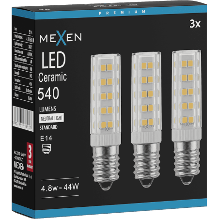 Mexen Aura 3x żarówka LED E14, 4,8W, Neutralna - 4000K, 540 lm - L121-E14-0540-01x03