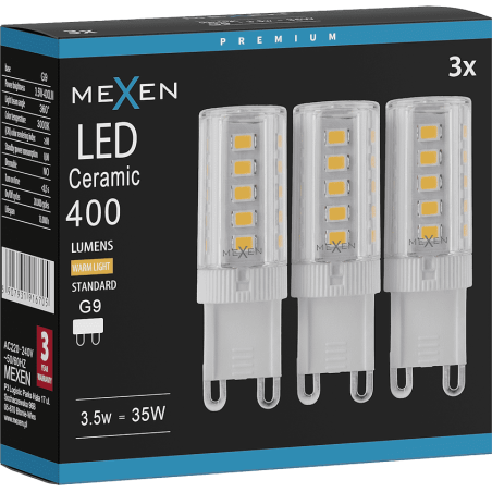 Mexen Aura 3x żarówka LED G9, 3,5W, Ciepła - 3000K, 400 lm - L121-G9-0330-01x03