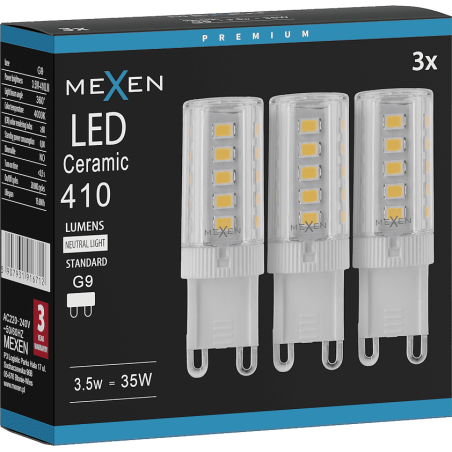 Mexen Aura 3x żarówka LED G9, 3,5W, Neutralna - 4000K, 410 lm - L121-G9-0340-01x03