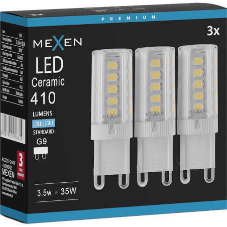 Mexen Aura 3x żarówka LED G9, 3,5W, Zimna - 6500K, 410 lm - L121-G9-0365-01x03