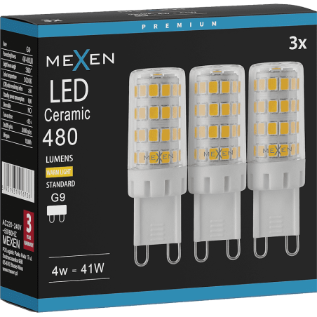 Mexen Aura 3x żarówka LED G9, 4W, Ciepła - 3000K, 480 lm - L121-G9-0430-01x03