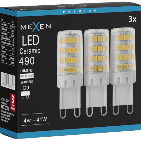 Mexen Aura 3x żarówka LED G9, 4W, Neutralna - 4000K, 490 lm - L121-G9-0440-01x03