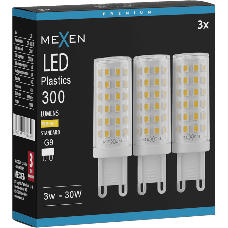 Mexen Aura 3x żarówka LED G9, 6W, Ciepła - 3000K, 660 lm - L121-G9-0630-01x03