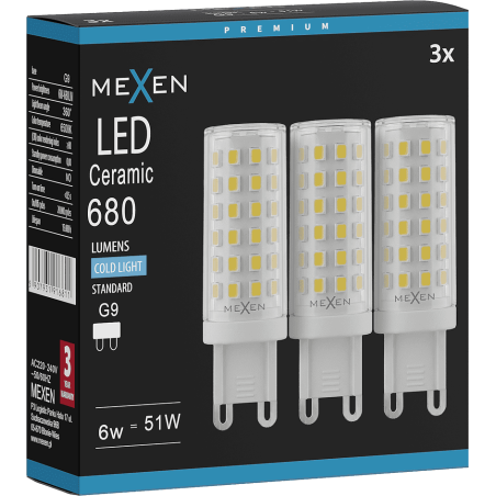 Mexen Aura 3x żarówka LED G9, 6W, Zimna - 6500K, 680 lm - L121-G9-0665-01x03